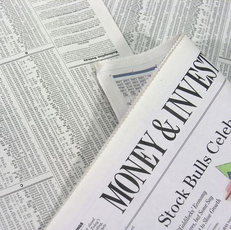 A photo of the Money and Investing section of a newspaperの写真素材