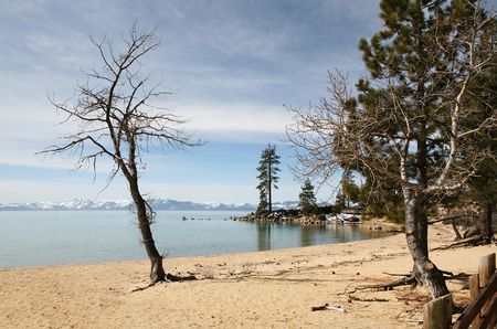 A beautiful beach landscape in the mountainsの写真素材