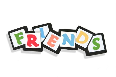 A colorful friends sign in blocks over whiteの写真素材