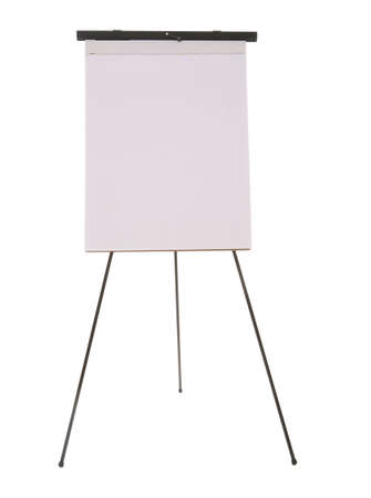 A tall flipchart standing on the floor over a white backgroundの写真素材
