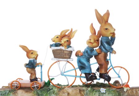 Easter rabbit  on a vacation riding bikesの写真素材