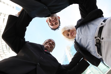 A diverse man and woman business team meeting at office building
