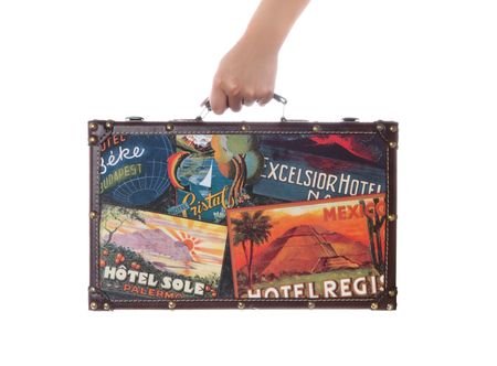 A world traveler suitcase isolated over a white background