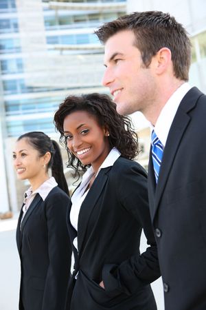 A diverse attractive man and woman business team at office buildingの写真素材