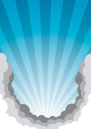 Poster template with sky and clouds. All elements are neatly on their own layers.のイラスト素材