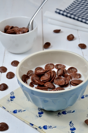 Chocolate flakes with milkの写真素材