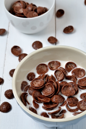 Chocolate flakes with milkの写真素材