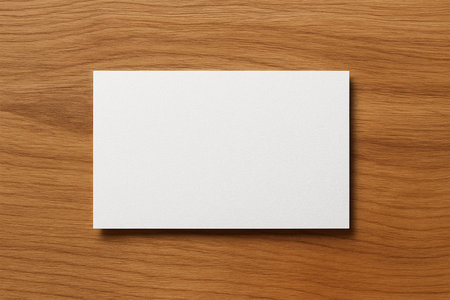 White Business Card Mockup on Wooden Backgroundの素材