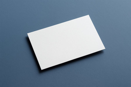 White Business Card Mockup on Blue Backgroundの素材