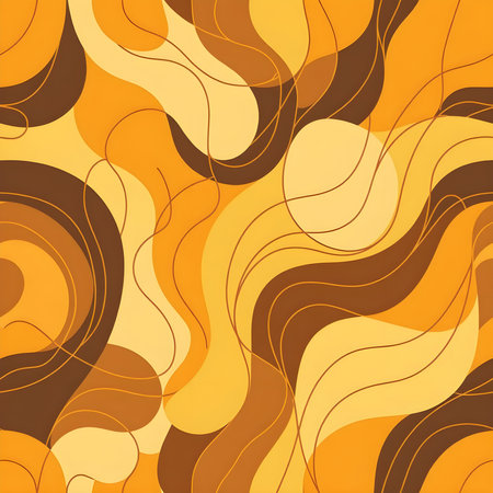 Premium Line Art Illustration in Brown and Soft Yellow â Elegant Minimal Design for Bed Sheet Print or Home Textile Decorの素材