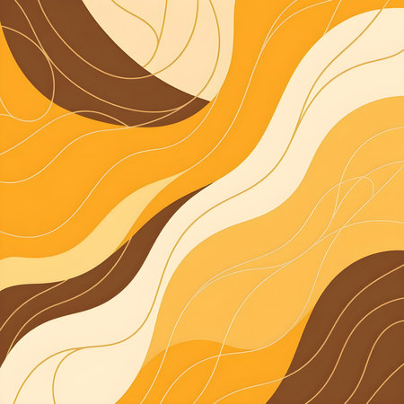 Premium Line Art Illustration in Brown and Soft Yellow â Elegant Minimal Design for Bed Sheet Print or Home Textile Decorの素材