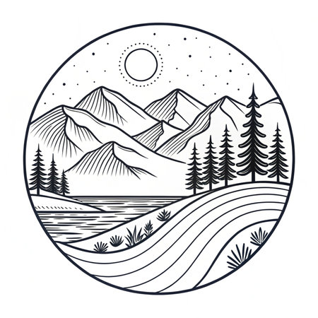 Premium Line Art Illustration for Printの素材