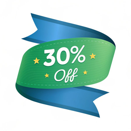 Green & Blue Ribbon Banner Icon â 30% OFFの素材