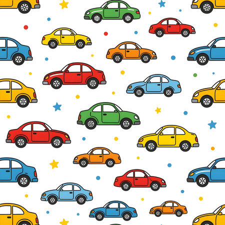 Colorful Cars Pattern â Illustration for Bed Sheet Designの素材