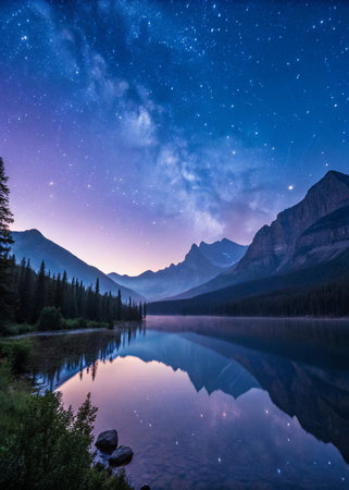 Twilight Mountain Lake Reflectionの素材