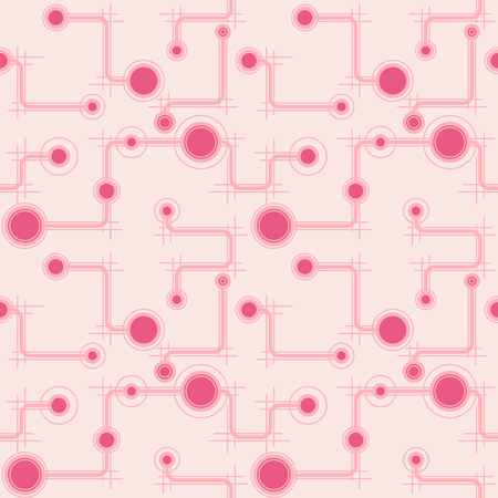 Pink on light abstract hand-drawn sketch. Vector circuit pattern for textile, prints, wallpaper, wrapping paper, web decor etc.のイラスト素材