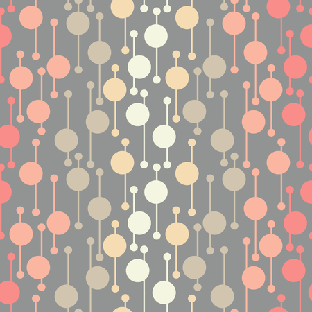 Simple geometric multicolor pale circles and lines on light background. Soft abstract vector seamless patterns for textile, prints, wallpaper etc.のイラスト素材