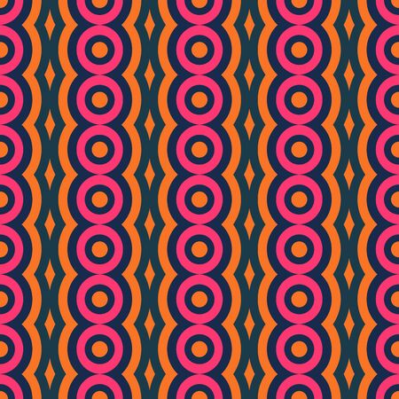 Vector retro rounded seamless pattern. Abstract geometric garlands for textile, prints, wallpaper, wrapping paper, web etc.のイラスト素材