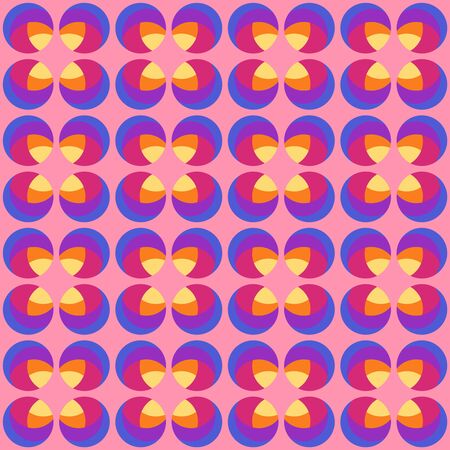 Abstract rounded geometric repeated pattern. Flat, retro design. Vector seamless pattern for textile, wallpaper, wrapping paper, prints, fabric, web background or other accent etc.のイラスト素材