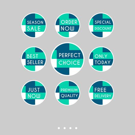 Template sale set. Colorful abstract geometric design for stickers, web page ads, tags, discount offer price labels, badges, coupons, flyers etc.のイラスト素材