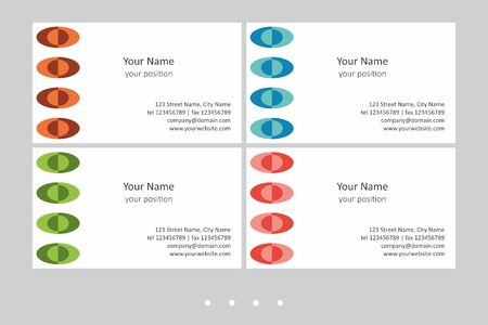 Set of multicolor business card templates. Simple geometric abstract design and attractive colors - just add your text.のイラスト素材