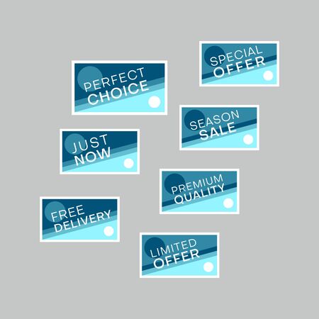 Template sale set. Colorful abstract geometric design for stickers, web page ads, tags, discount offer price labels, badges, coupons, flyers etc.のイラスト素材