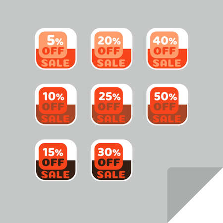 Set of discount labels to attract customers' attention. Timeless easy-to-read design. Also suitable for web page ads, tags, discount offer price labels, badges, coupons, flyers etc.のイラスト素材