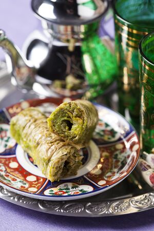Pistachio baklava - traditional oriental dessertの写真素材