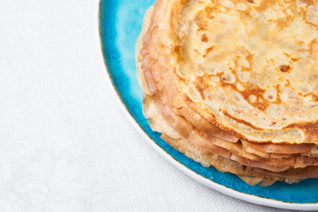 Stack of pancakes on plate traditional for pancake weekの写真素材