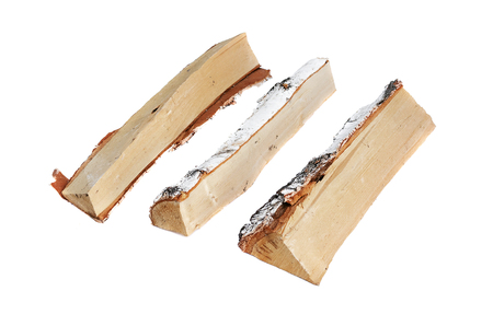 Birch log isolated on white background. Firewood.
