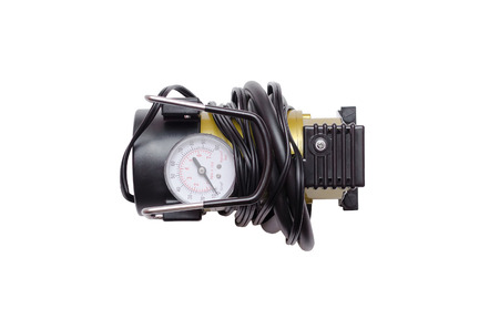Car pump auto air compressor isolated on the white background.