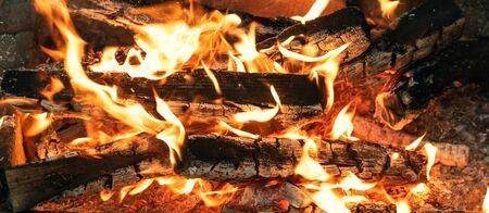 Burning fire in a fireplace abstract background.