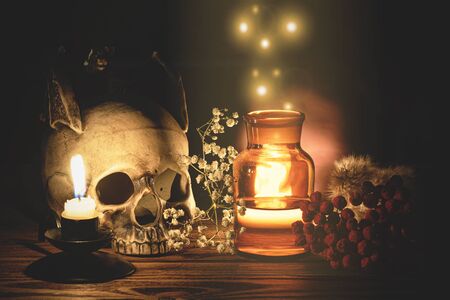 Magic potion on the wizard table. The witchcraft concept.の写真素材