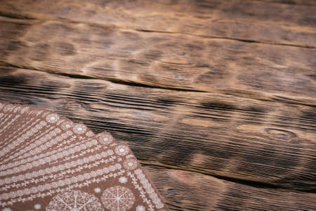Tarot cards on the wooden table background.の写真素材
