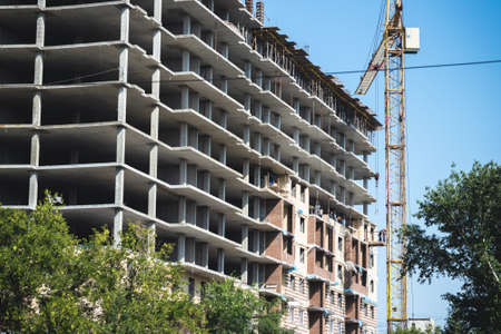 Construction of a multistorey residential building background.