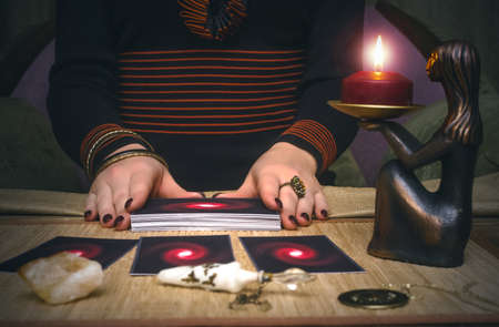 Tarot cards and fortune teller. Future reading concept.