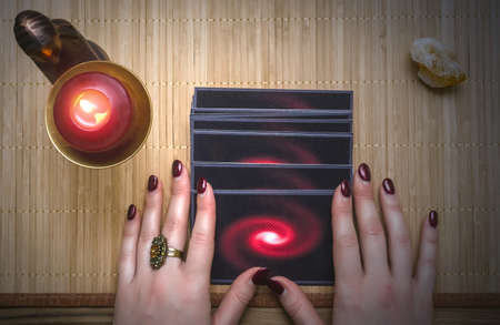 Tarot cards and fortune teller. Future reading concept.の写真素材