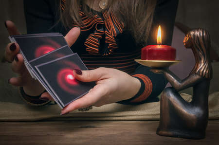 Tarot cards and fortune teller. Future reading concept.の写真素材