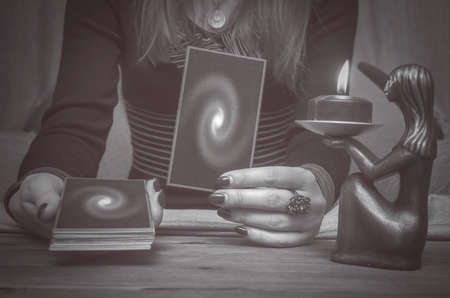 Tarot cards and fortune teller. Future reading concept.の写真素材