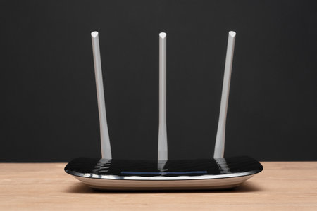 Wifi router on the table background.