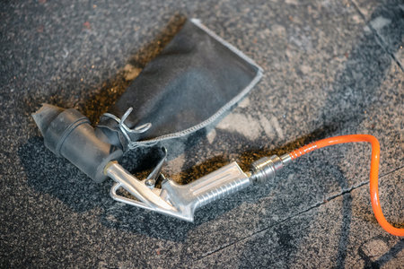 Sandblasting gun close up background.の写真素材