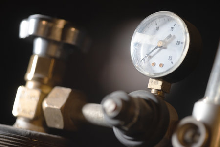 Gas reducer of carbonic close up background.