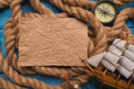 Sea travel concept background flat lay. Summer to do list template. Columbus day concept.の写真素材