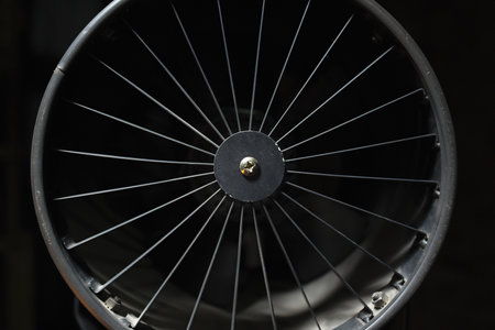 Axial photostudio fan on the brick wall background. Photo studio equipment.の写真素材