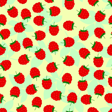 Raspberries seamless pattern vector spring summer backgroundのイラスト素材
