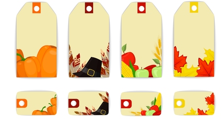 collection tag label season fall thanksgivingのイラスト素材