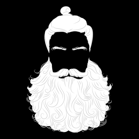 vector illustration of Santa Claus beard silhouette on a black background Christmas decoration greeting symbol silhouetteのイラスト素材