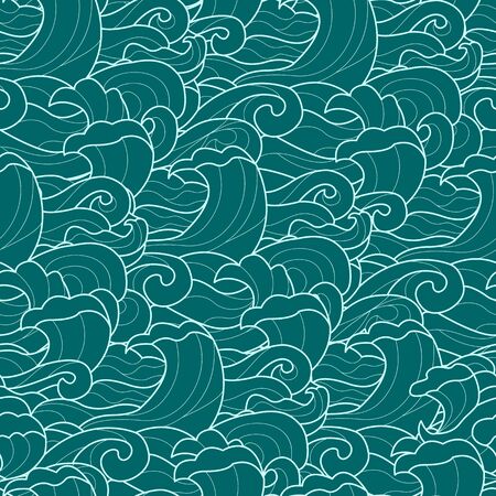 vector seamless background waves on sea or river monohromeのイラスト素材
