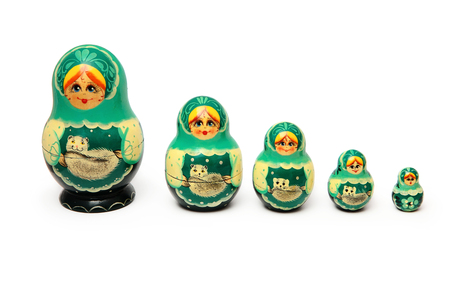 Matryoshka doll set isolated on a white backgroundの写真素材