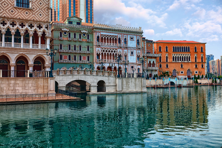 amazing architectural attractions in the daytime. MACAU. Chinaの写真素材